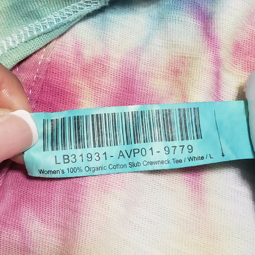 Quince Women Organic Cotton Slub Crewneck Tee Tie Dye Pink Blue Large - Picture 6 of 10